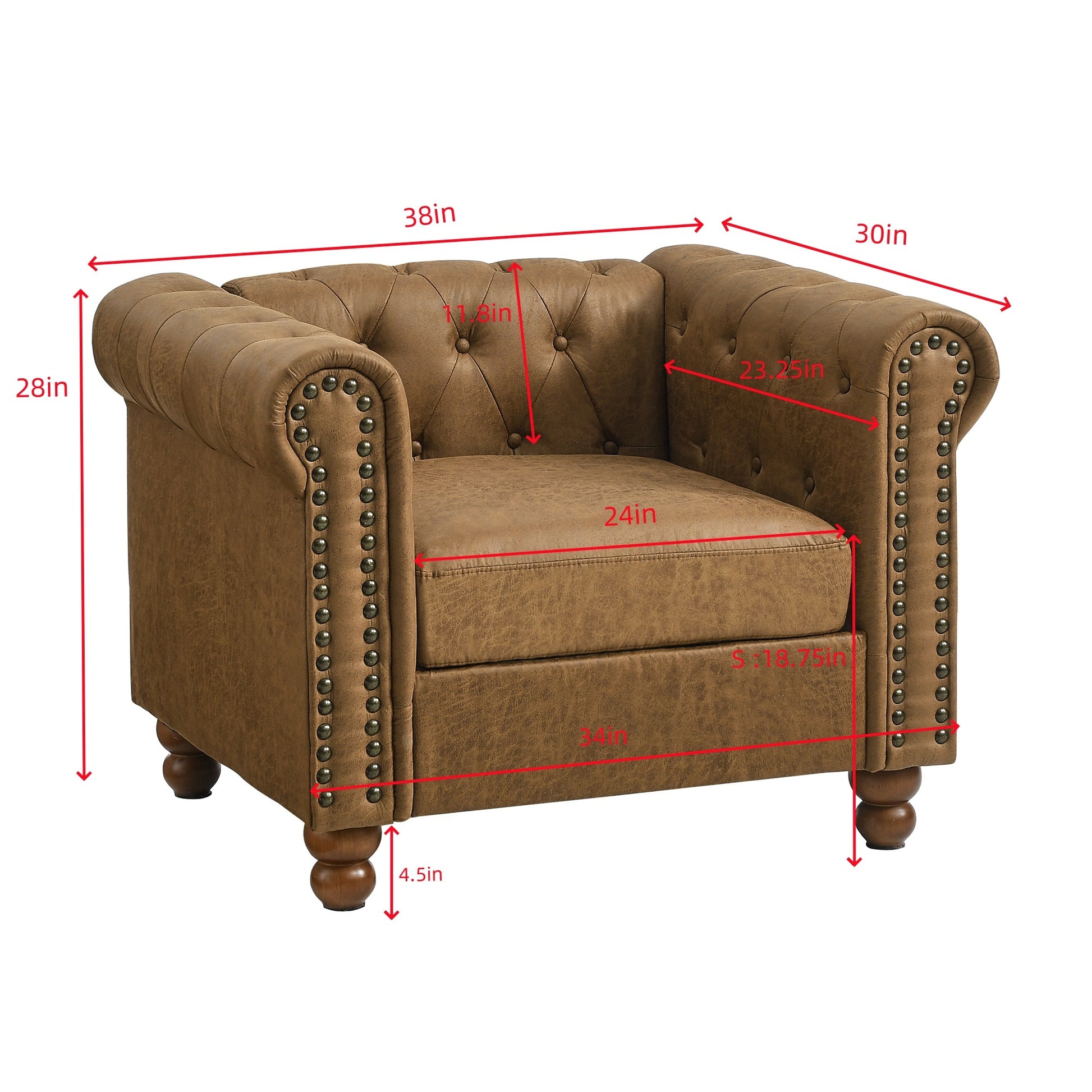 Classic Traditional Living Room Upholstered Sofa With High Tech Fabric Surface Chesterfield Tufted Fabric Sofa Couch, Large Brown Brown Primary Living Space Medium Soft Cushion Back Square Arms Foam Fabric 1 Seat