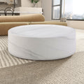 35.43'' Round Coffeee Table ,Marble Table ,Simple Modern Center Cocktail Table ,Sturdy Fiberglass Table For Living Room, No Need Assembly,White White Fiberglass