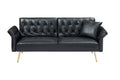 67.71 Inch Faux Leather Sofa Bed With Adjustment Armres Black Light Brown Faux Leather Wood Primary Living Space Medium Soft Loose Back Contemporary Eucalyptus Square Arms Foam Pvc 2 Seat