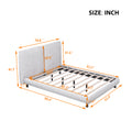 Queen Size Upholstered Platform Bed With Two Large Headrests And Thick Fabric, Polyester, Beige Beige Polyester