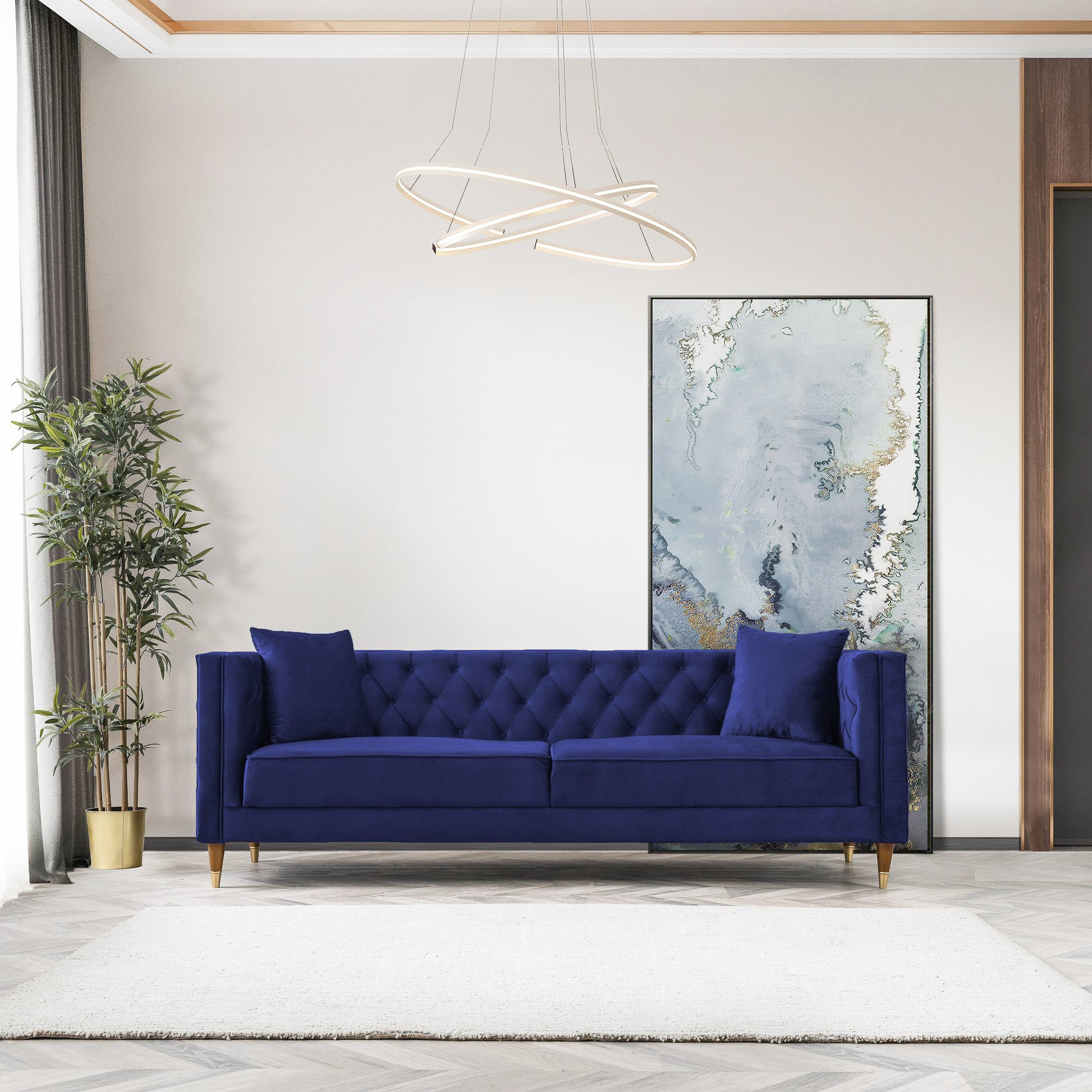 Autumn Velvet Sofa Blue Velvet 3 Seat