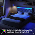 Full Bed Frame With Usb Charging Station & Led Lights, Full Bed Frame With Headboard & 4 Storage Drawers, D Box Spring Not Required Full Light Gray Metal Bedroom Contemporary Bed Frame Foam Linen Upholstered