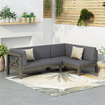 Brava X Back Left Corner Bench Of Set 2 Dark Grey Acacia Wood