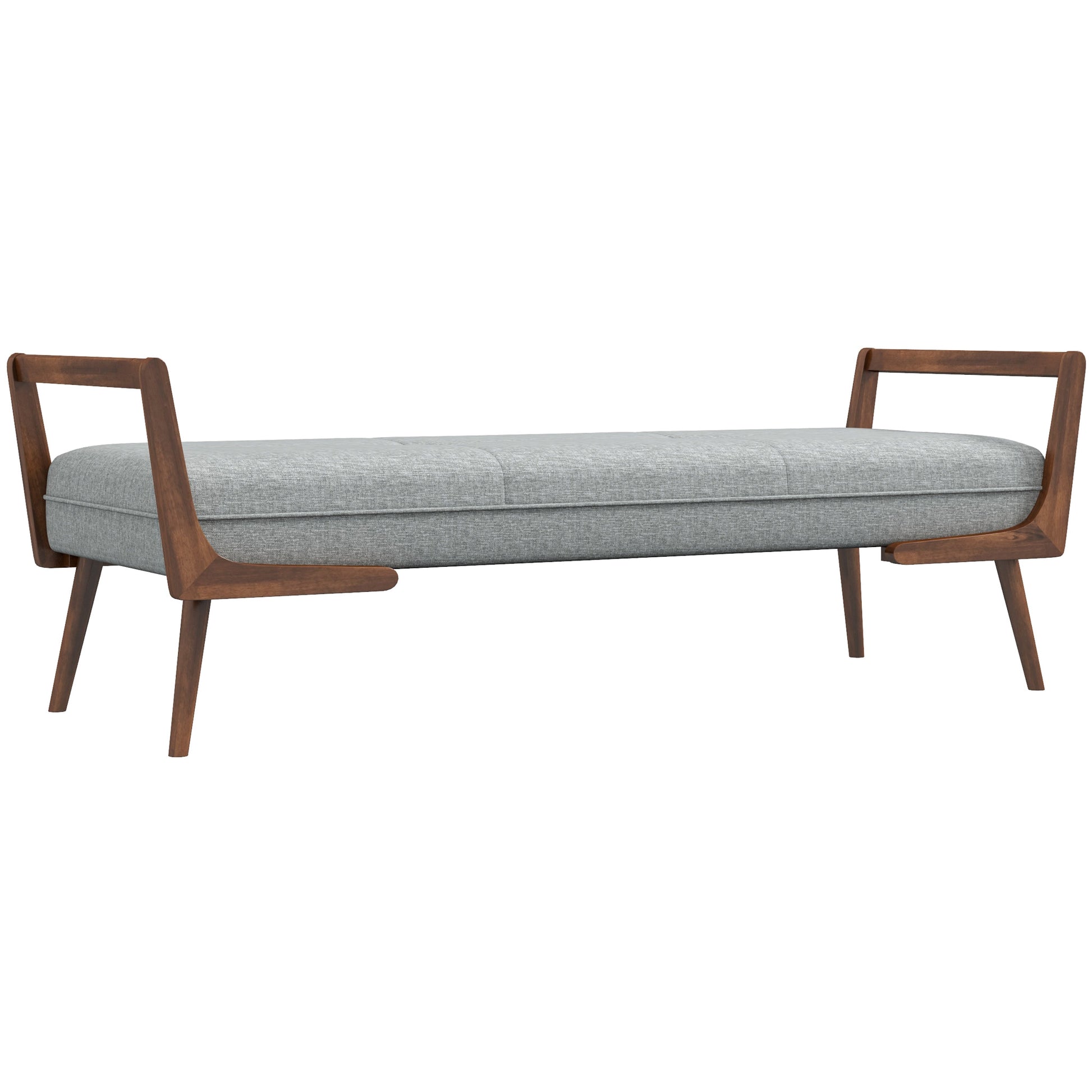 Cora Mid Century Modern Gray Bench Grey Velvet