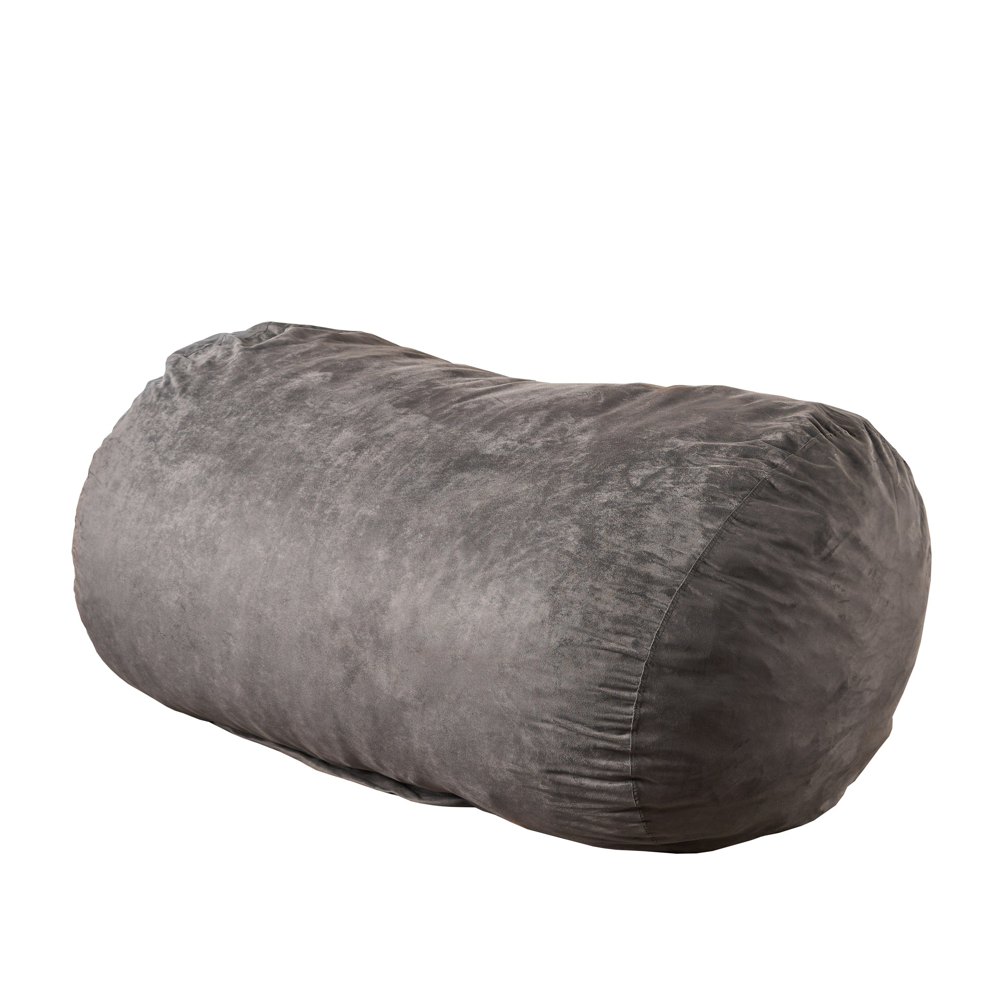 Nest 6.5 Foot Cylindrical Suede Bean Bag, Charcoal Charcoal Microfiber