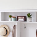 Hall Tree Entryway Bench With Coat Rack, With Shoe Cubbies For Bedroom, White, 59.8'' W X 15.8'' D X 76.8''H. White Particle Board