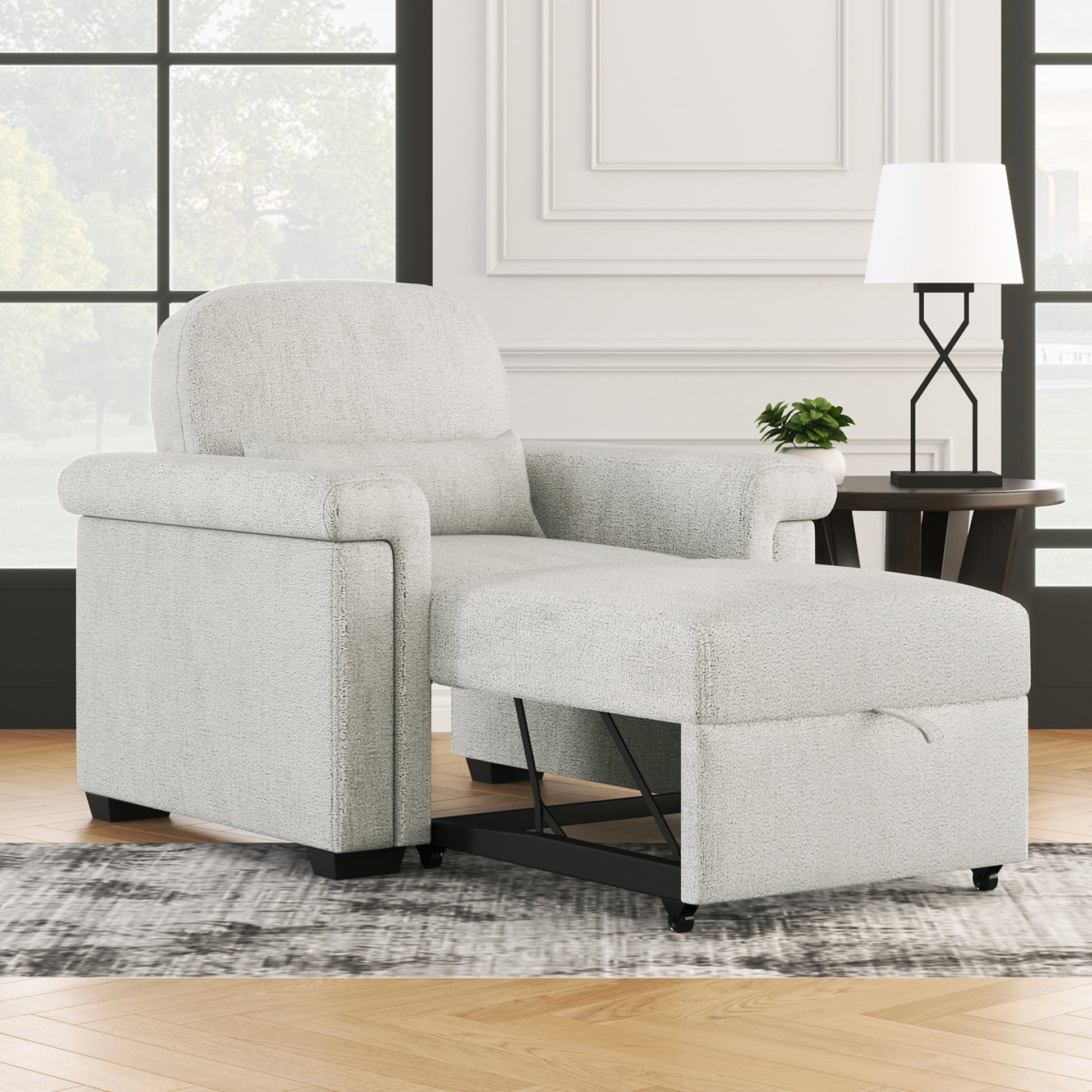 3 In 1 Convertible Sleeper Chair Sofa Bed Pull Out Couch Adjustable Chair With Pillow, Adjust Backrest Into A Sofa, Lounger Chair, Single Bed Or Living Room Or Apartment, Beige Beige Polyester