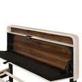 Full Size Upholstered Platform Bed With Storage Headboard, Sensor Light And A Set Of Sockets And Usb Ports, Linen Fabric, Beige Beige Linen