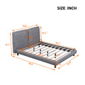 Queen Size Upholstered Platform Bed With Two Large Headrests And Thick Fabric, Polyester, Gray Gray Polyester