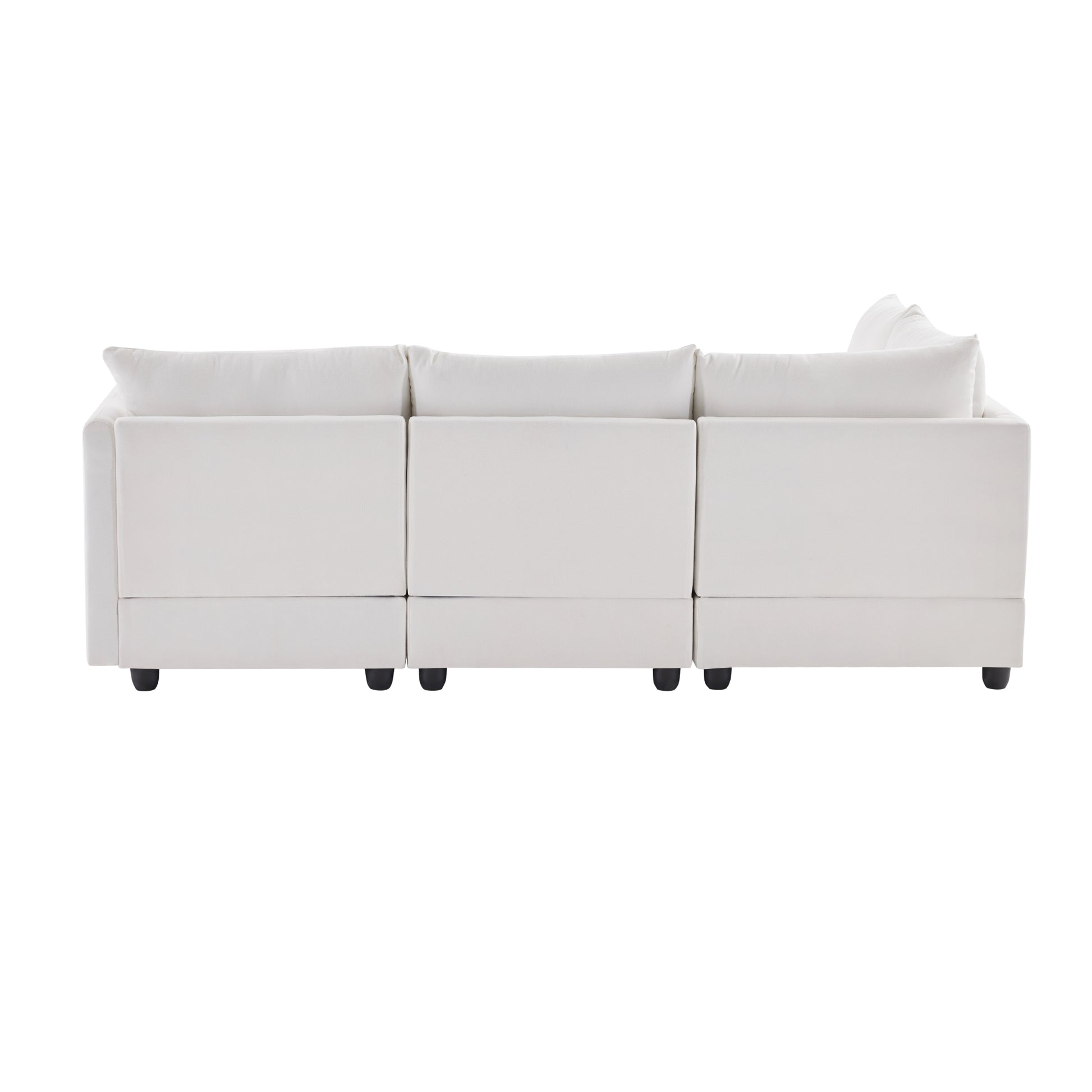 89*79"Modern Sectional Sofa With Vertical Stripes,2 Pillows,5 Seat Couch With Convertible Ottoman,Various Combinations,L Shape Indoor Furniture For Living Room,Apartment, 3 Colors White Fabric 5 Seat