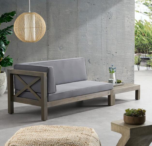 Brava X Back Corner Bench L With Coffee Table Dark Grey Acacia Wood