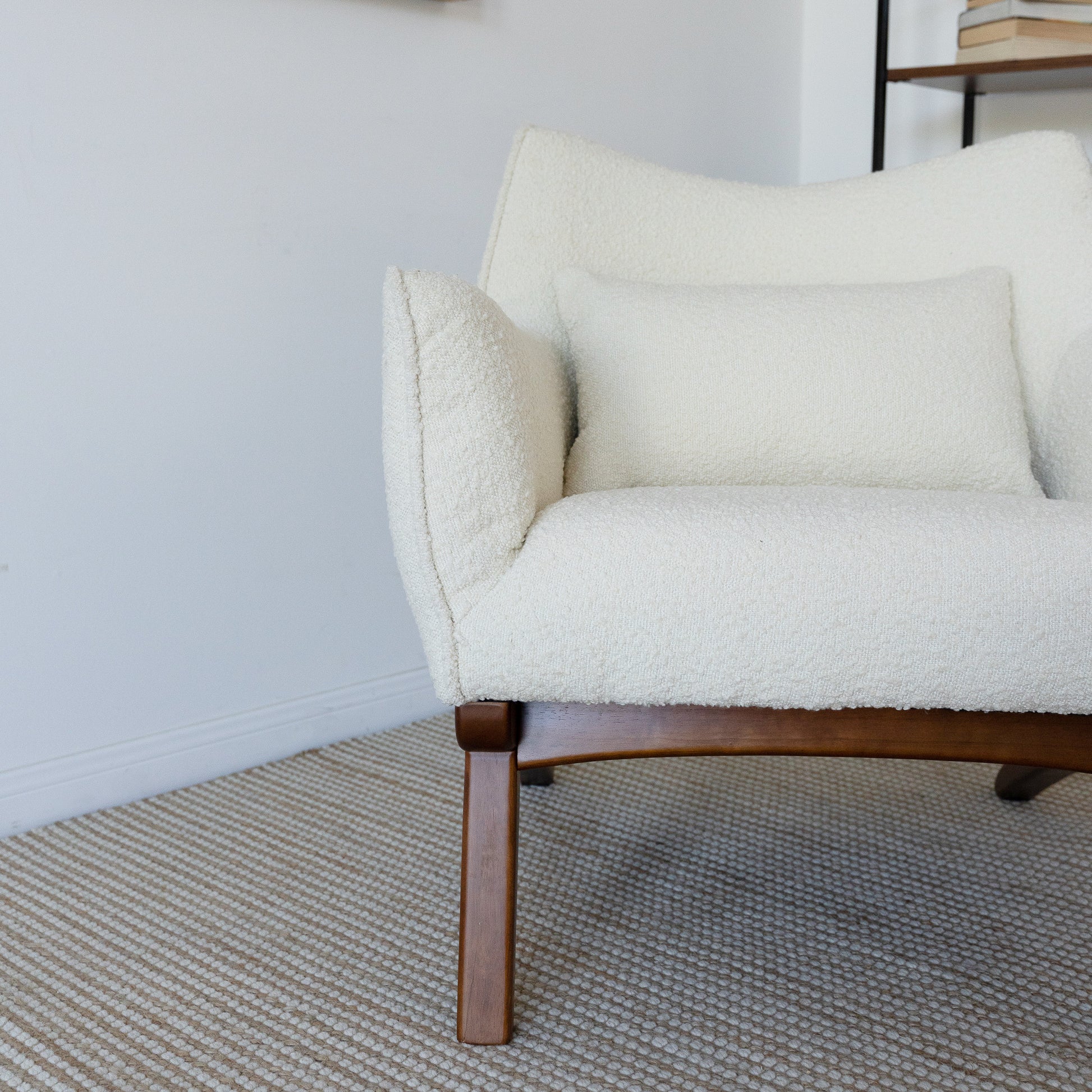 Brayden Mid Century Moder Armchair Beige Boucle