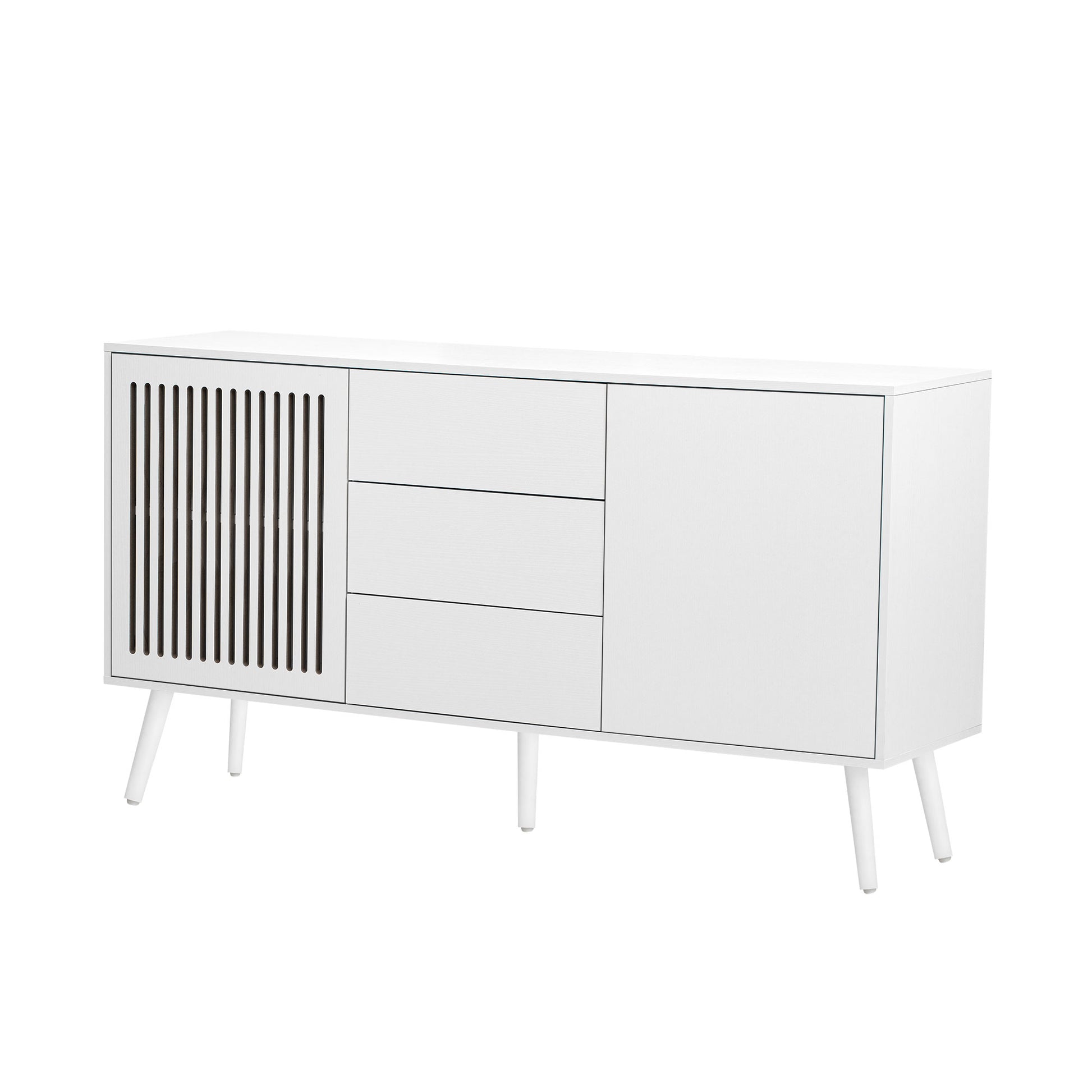 Modern Cabinet With 2 Doors And 3 Drawers, Suitable For Living Rooms, Studies, And Entrances. White Mdf