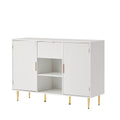 Storage Cabinet Wave Pattern 2 Door With Drawers Buffets & Sideboards For Living Room, Dining Room, Bedroomhall, White, 47.2''W X 15.8''D X 33.5''H. White Particle Board