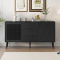 Modern Cabinet With 2 Doors And 3 Drawers, Suitable For Living Rooms, Studies, And Entrances. Black Mdf