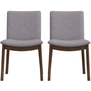 Laura Mid Century Modern Solid Wood Dining Chair Set Of 2 Grey Linen