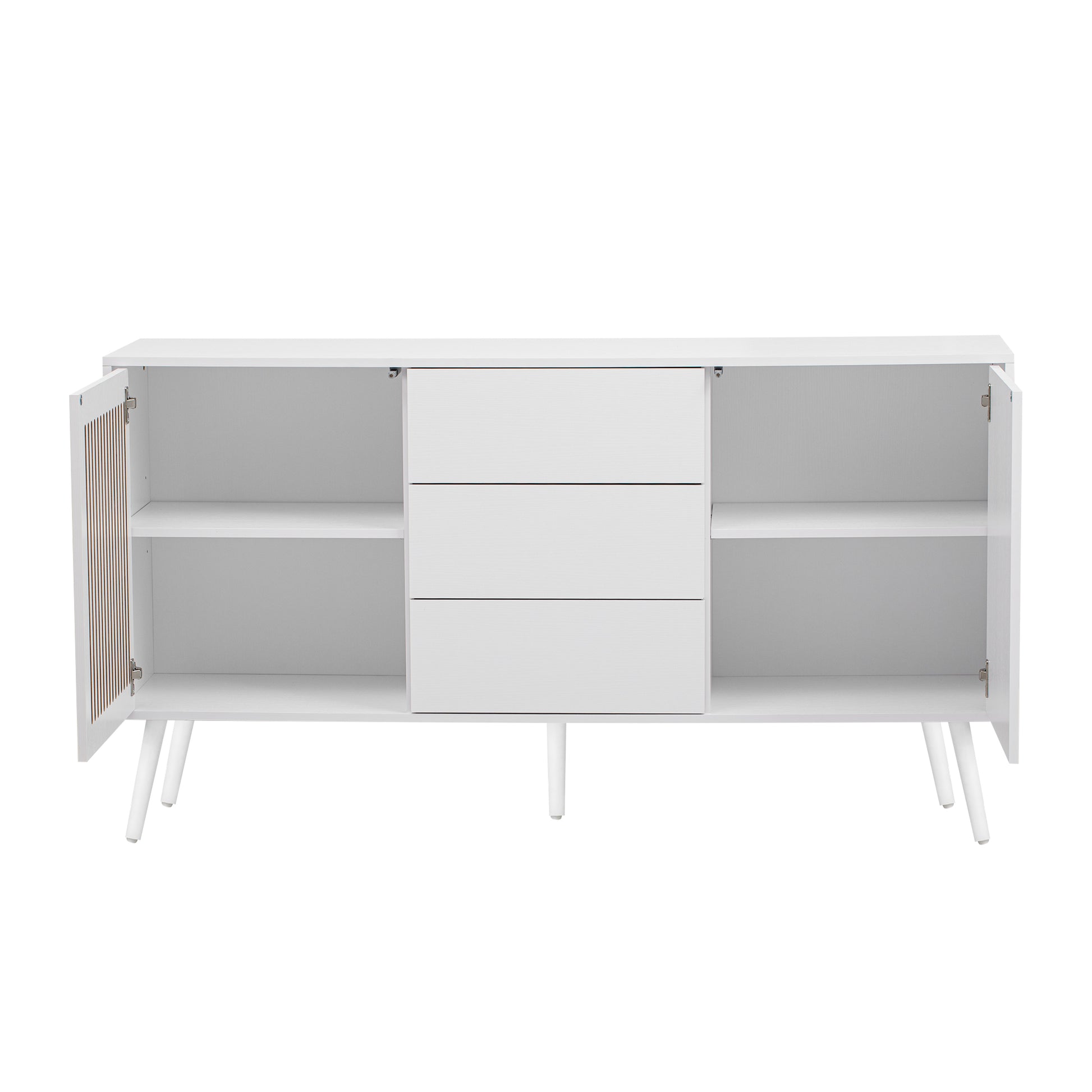 Modern Cabinet With 2 Doors And 3 Drawers, Suitable For Living Rooms, Studies, And Entrances. White Mdf