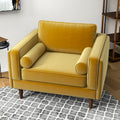 Amber Velvet Lounge Chair Yellow Leather