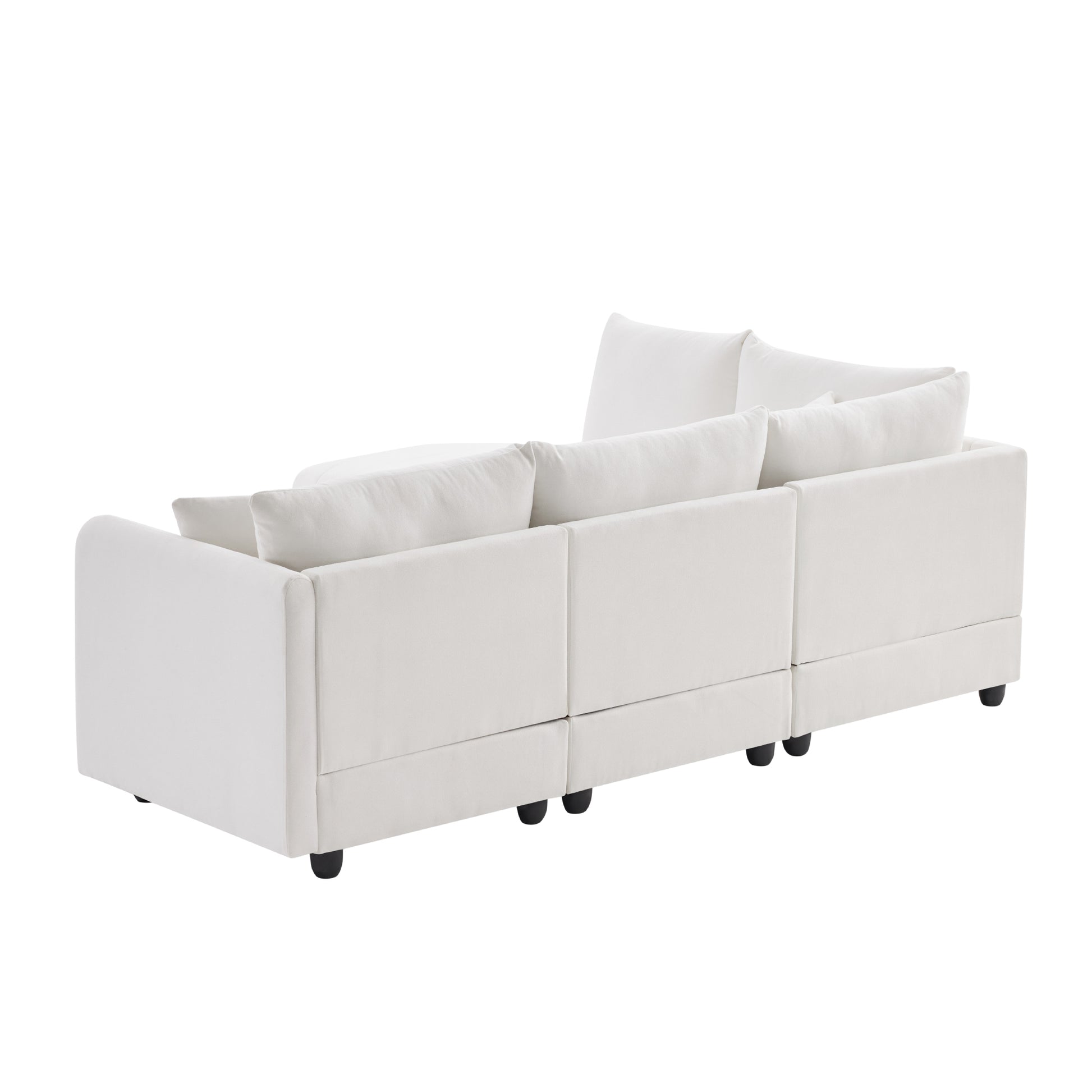 89*79"Modern Sectional Sofa With Vertical Stripes,2 Pillows,5 Seat Couch With Convertible Ottoman,Various Combinations,L Shape Indoor Furniture For Living Room,Apartment, 3 Colors White Fabric 5 Seat