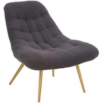 Aubrey French Boucle Lounge Chair Grey Fabric