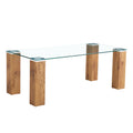 Glass Top Coffee Table,Tea Table, With Mdf Legs Stylish Blend Of Elegance And Durability 44.9