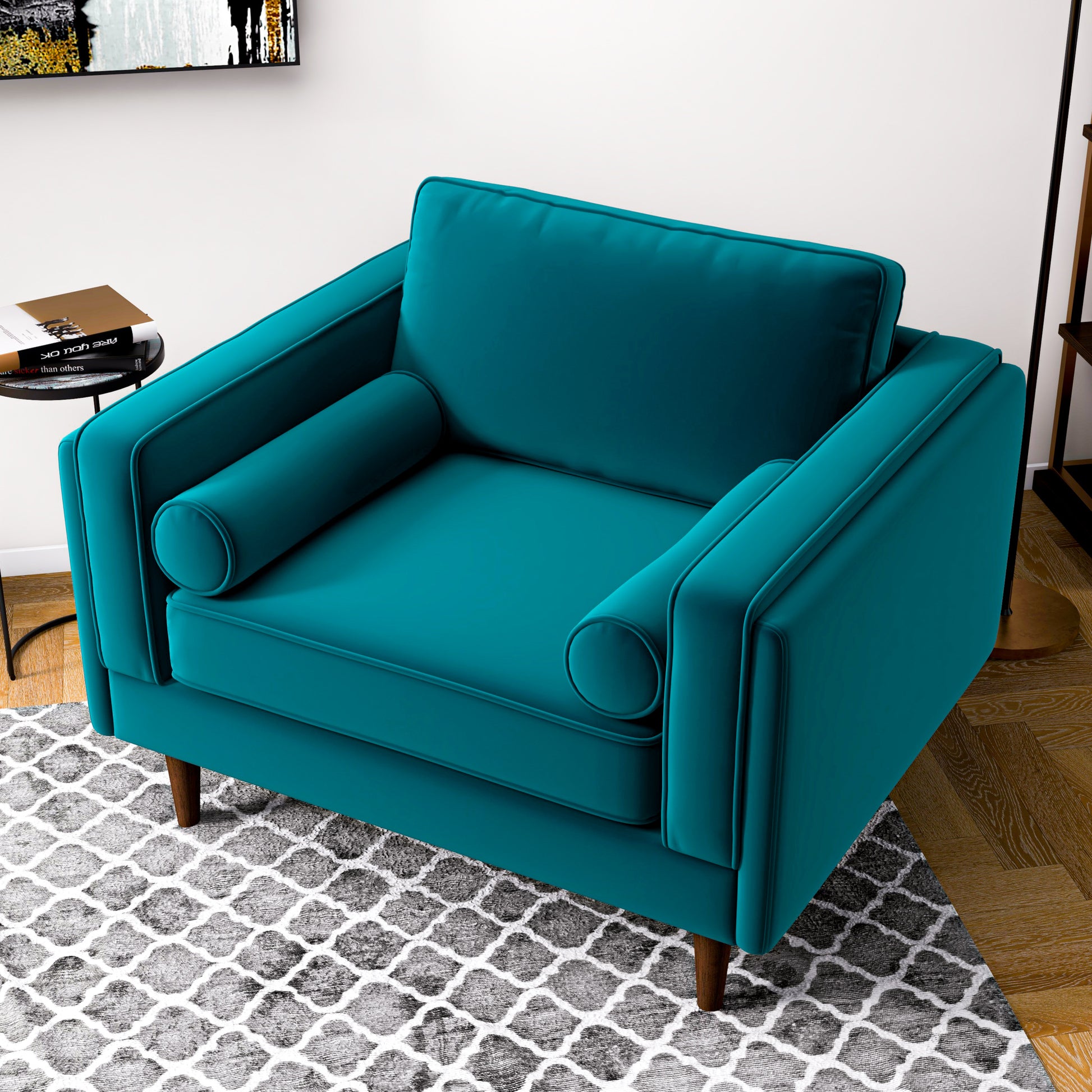 Amber Velvet Lounge Chair Blue Velvet