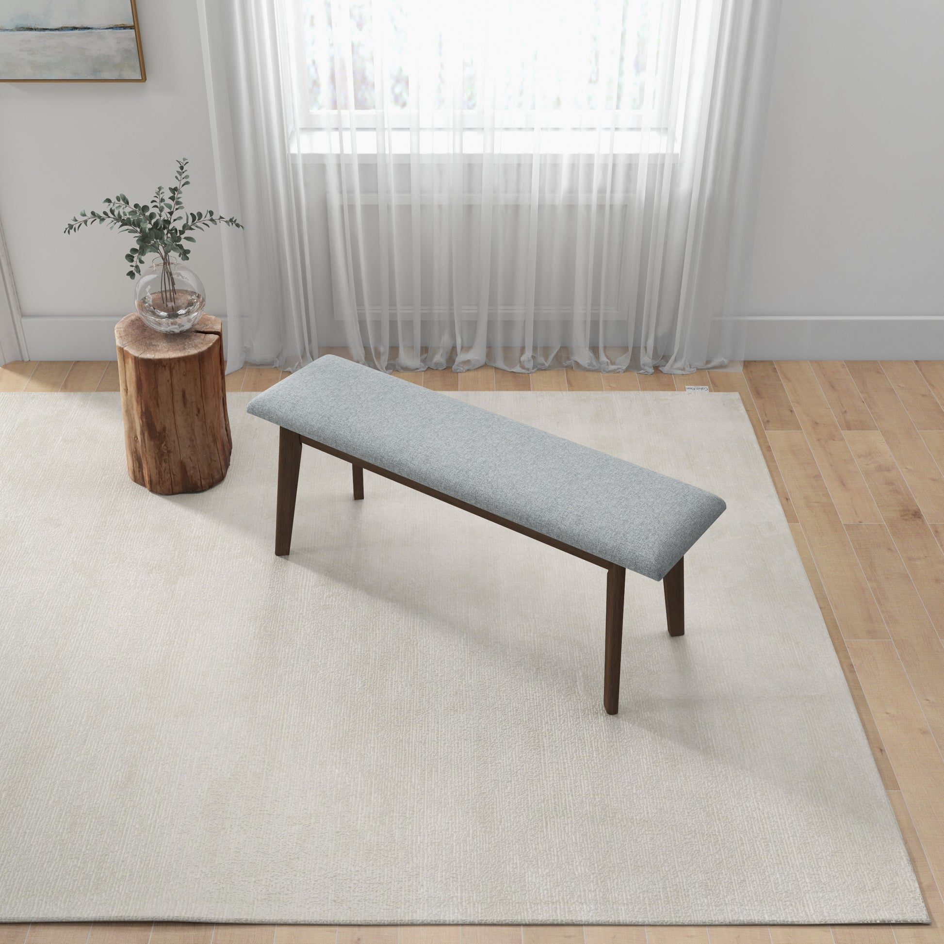 Carlos Fabric Upholstered Solid Wood Bench Grey Fabric