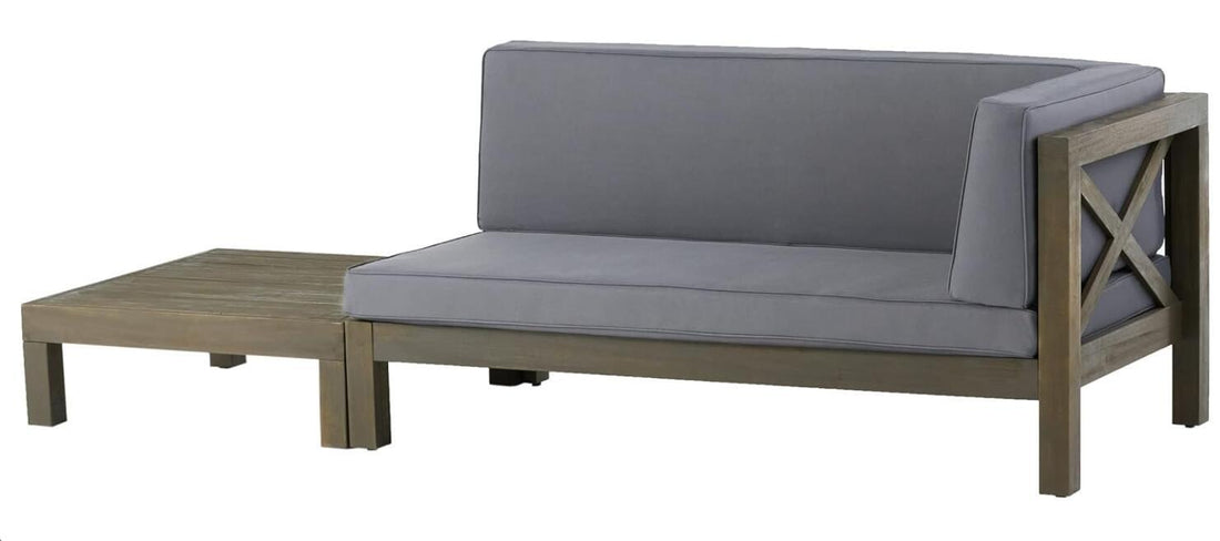 Brava X Back Corner Bench R With Coffee Table Dark Grey Acacia Wood