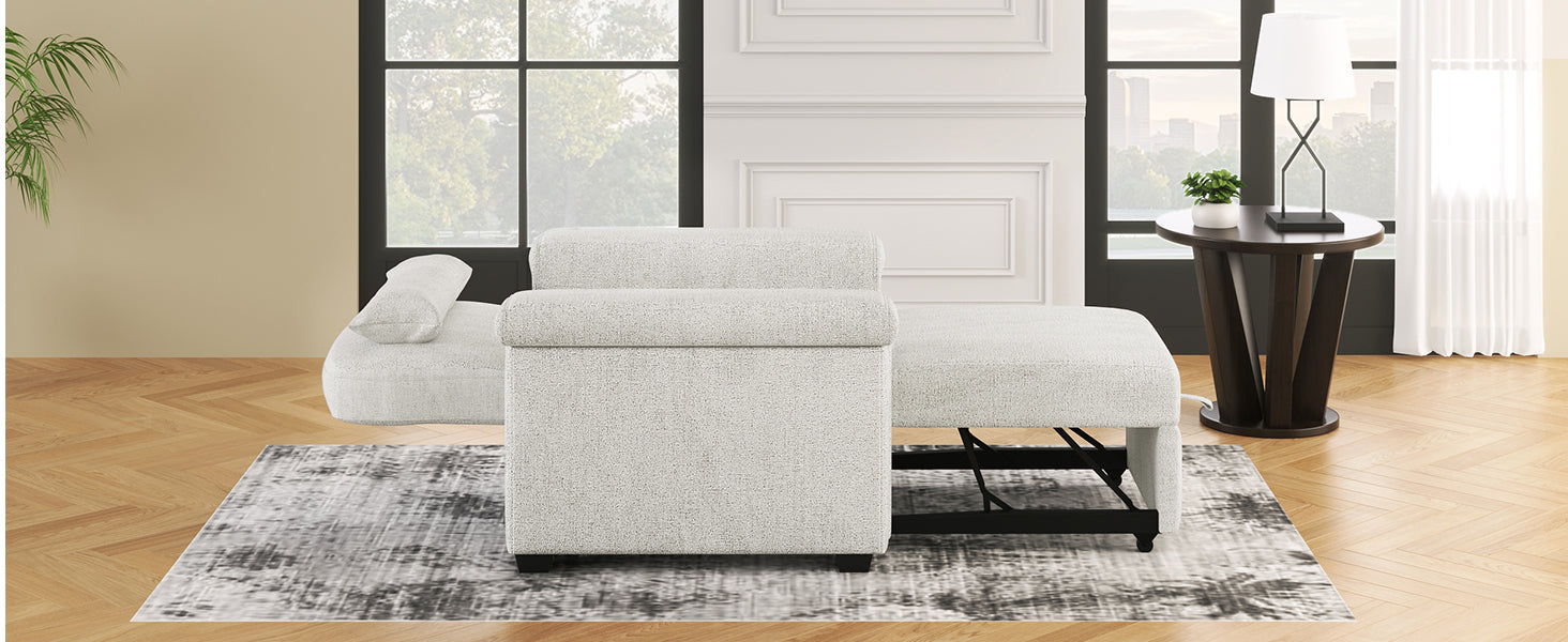 3 In 1 Convertible Sleeper Chair Sofa Bed Pull Out Couch Adjustable Chair With Pillow, Adjust Backrest Into A Sofa, Lounger Chair, Single Bed Or Living Room Or Apartment, Beige Beige Polyester