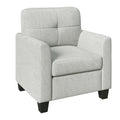 Mid Century Modern Accent Chair Cozy Armchair Button Tufted Back And Wood Legs For Living Room, Office Room, Beige Beige Primary Living Space Polyester