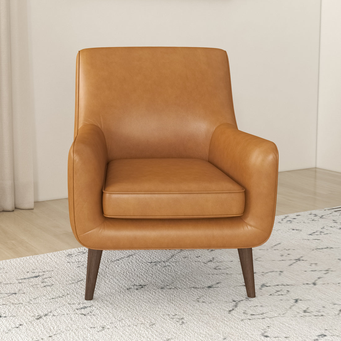 Alex Tan Leather Lounge Chair Beige Leather