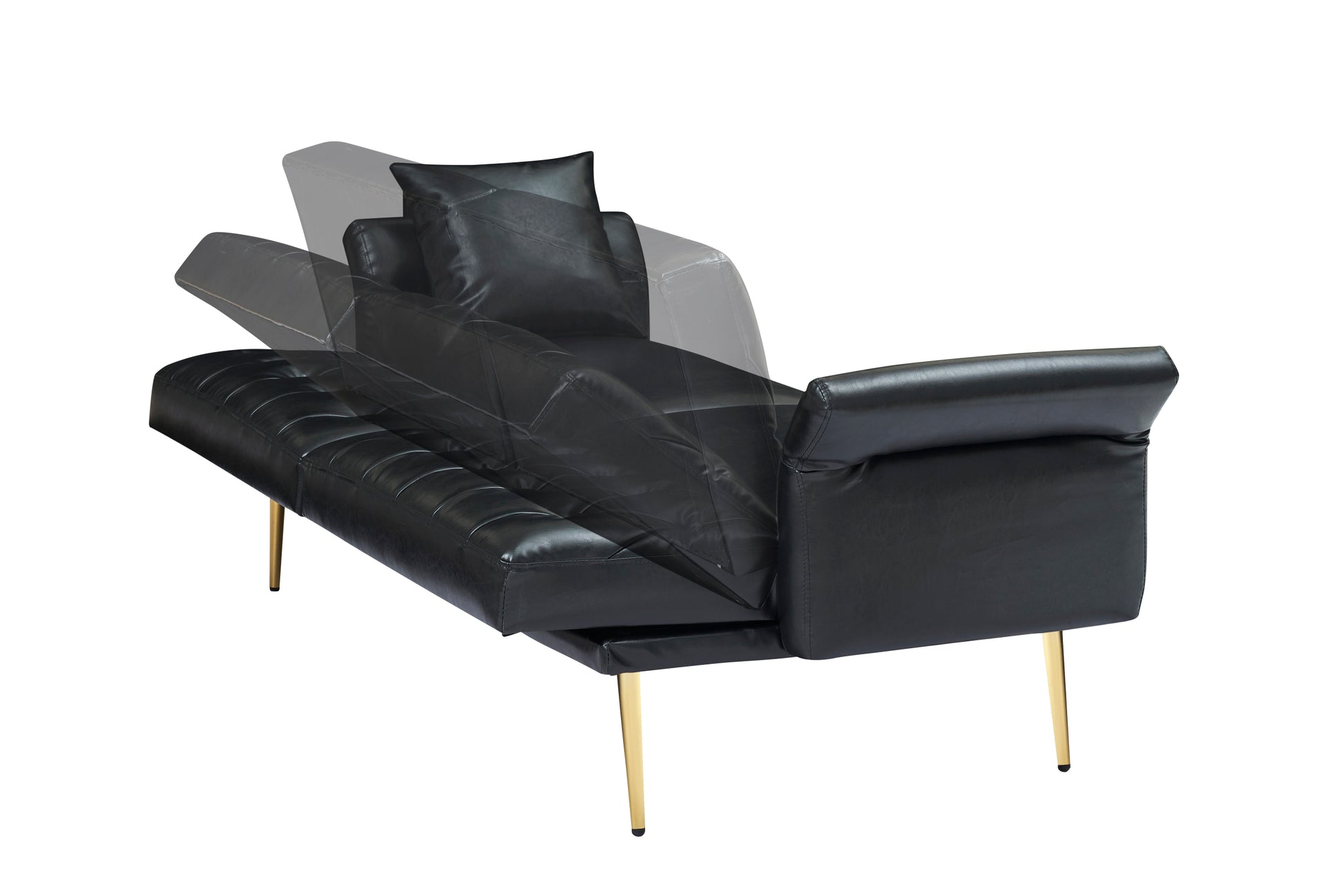 67.71 Inch Faux Leather Sofa Bed With Adjustment Armres Black Light Brown Faux Leather Wood Primary Living Space Medium Soft Loose Back Contemporary Eucalyptus Square Arms Foam Pvc 2 Seat