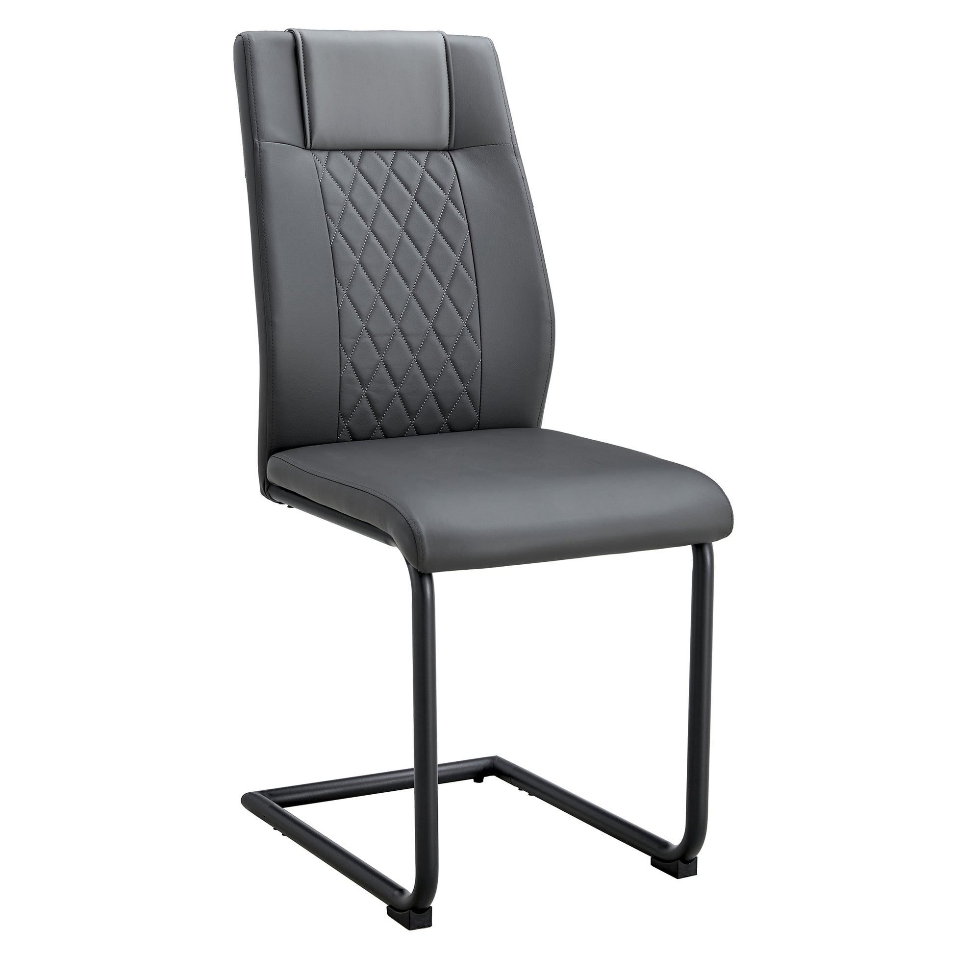 Modern Dining Chair With Faux Leather Cushioned Seats Dining Chair With Metal Legs, Suitable For Kitchen, Living Room, Bedroom, Dining Room Side Chairs, Set Of 6 Pieces Gray Pu Leather Gray Pu