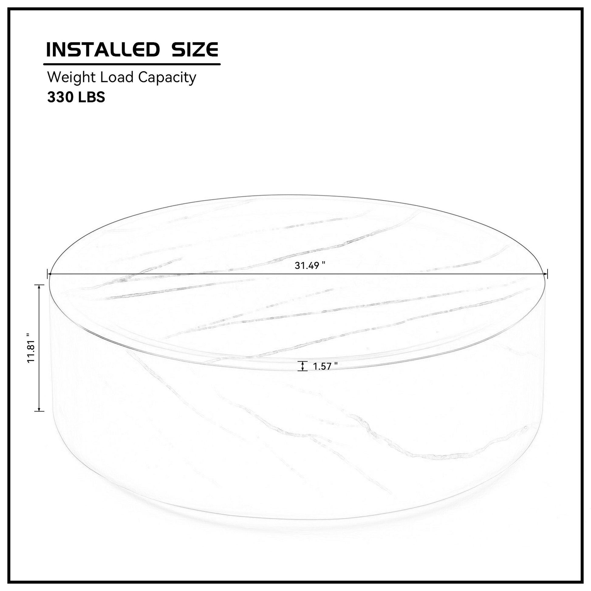 31.49'' Round Coffee Table,Sturdy Fiberglass Table For Living Room, White, No Need Assembly.White White Fiberglass