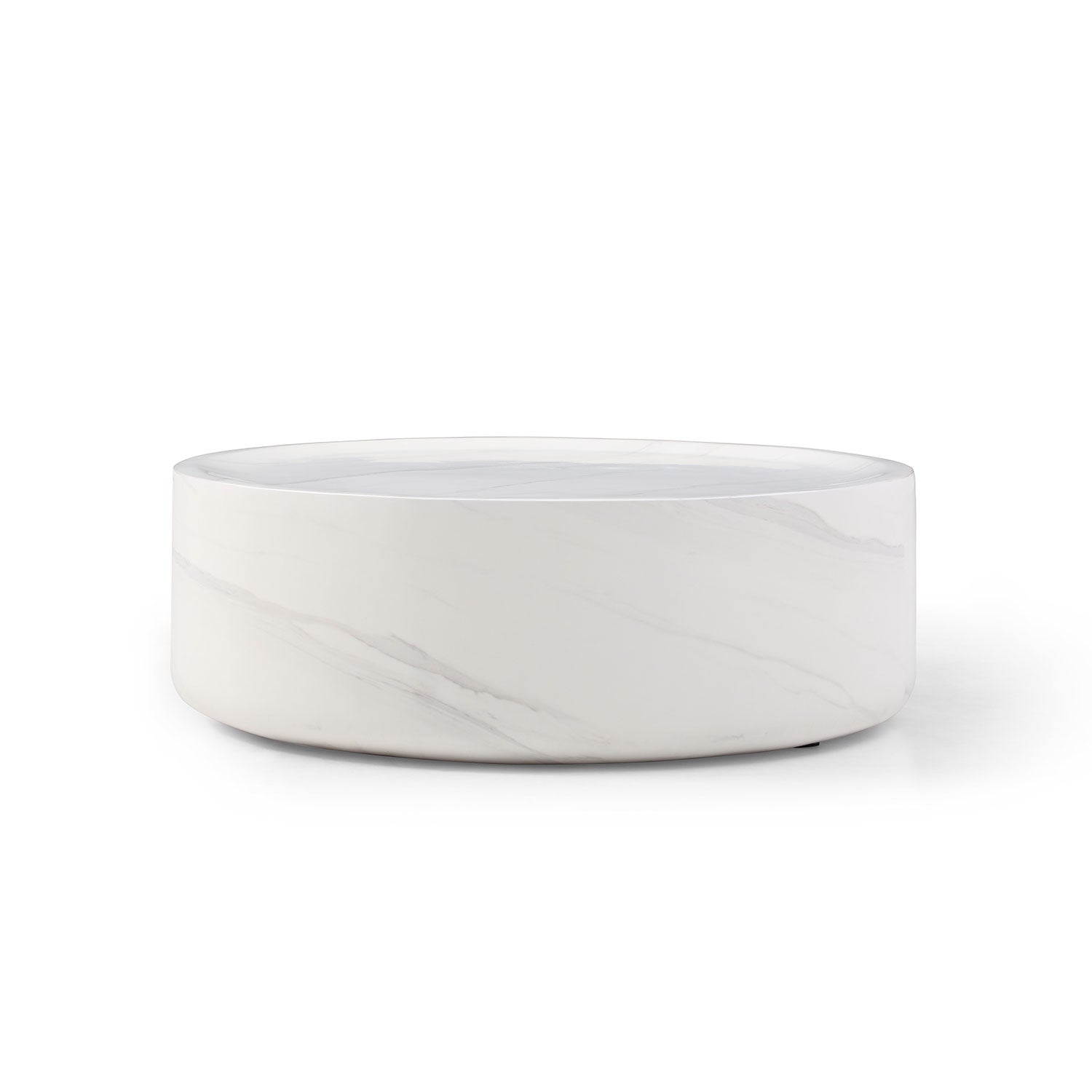 31.49'' Round Coffee Table,Sturdy Fiberglass Table For Living Room, White, No Need Assembly.White White Fiberglass