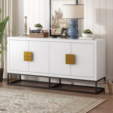 Light Luxury Designed Cabinet With Unique Support Legs And Adjustable Shelves, Suitable For Living Rooms, Corridors, And Study Rooms. White Mdf