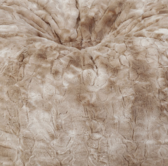 Cat 3 Foot Rounded Shag Fur Bean Bag, White And Beige White Oak Fur