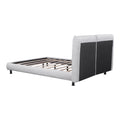 Queen Size Upholstered Platform Bed With Two Large Headrests And Thick Fabric, Polyester, Beige Beige Polyester