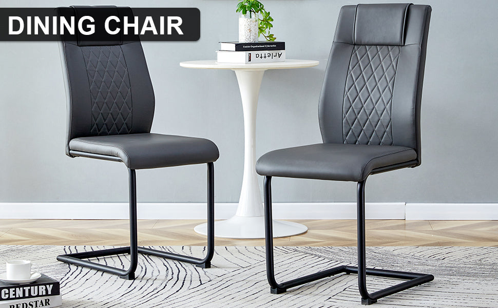 Modern Dining Chair With Faux Leather Cushioned Seats Dining Chair With Metal Legs, Suitable For Kitchen, Living Room, Bedroom, Dining Room Side Chairs, Set Of 6 Pieces Gray Pu Leather Gray Pu