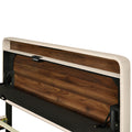 Queen Size Upholstered Platform Bed With Storage Headboard, Sensor Light And A Set Of Sockets And Usb Ports, Linen Fabric, Beige Beige Linen