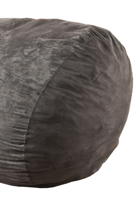 Nest 6.5 Foot Cylindrical Suede Bean Bag, Charcoal Charcoal Microfiber