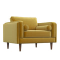 Amber Velvet Lounge Chair Yellow Leather