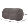 Michael 4 Foot Cylindrical Suede Bean Bag, Charcoal Charcoal Polyester