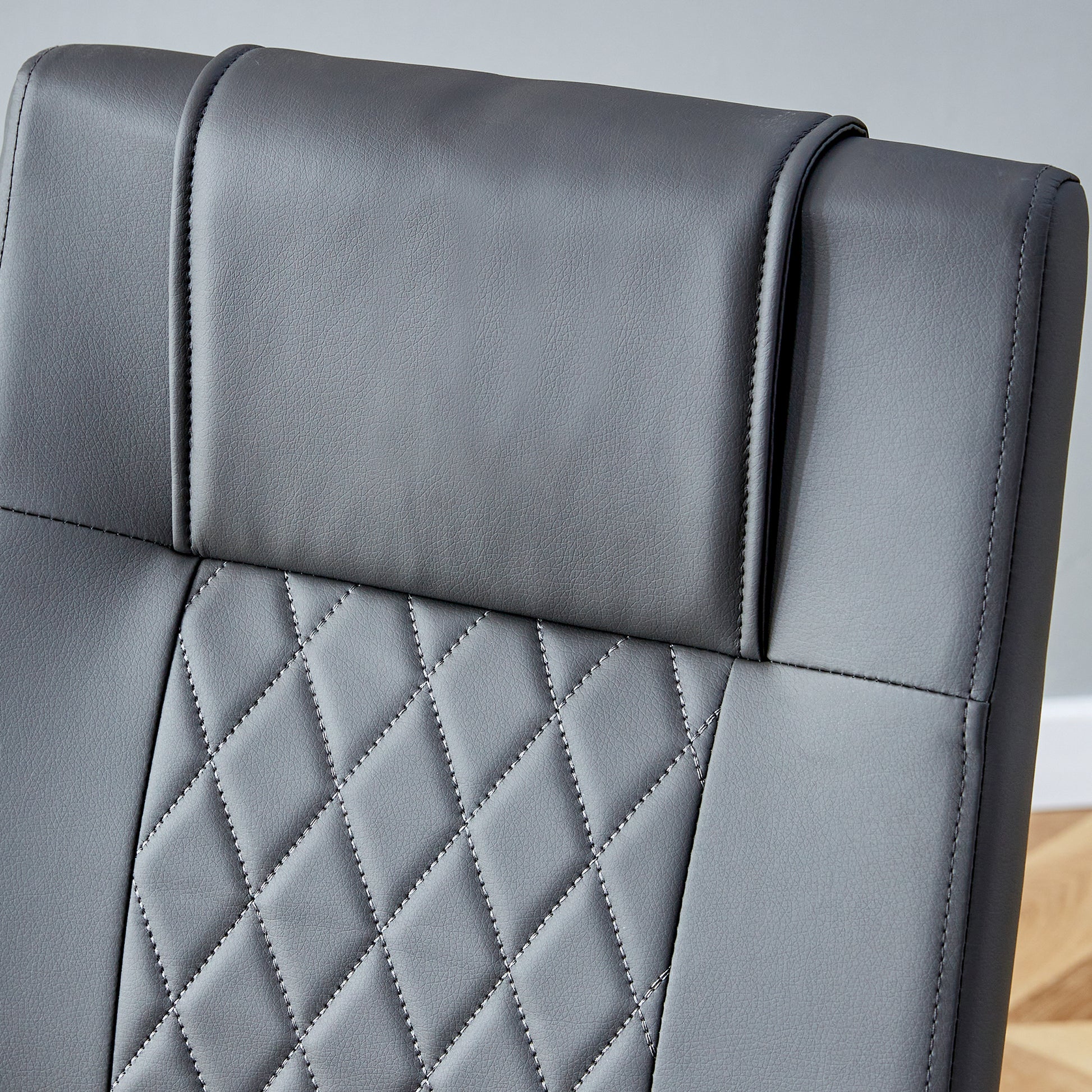 Modern Dining Chair With Faux Leather Cushioned Seats Dining Chair With Metal Legs, Suitable For Kitchen, Living Room, Bedroom, Dining Room Side Chairs, Set Of 6 Pieces Gray Pu Leather Gray Pu
