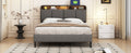 Full Size Upholstered Platform Bed With Storage Headboard, Sensor Light And A Set Of Sockets And Usb Ports, Linen Fabric, Gray Gray Linen