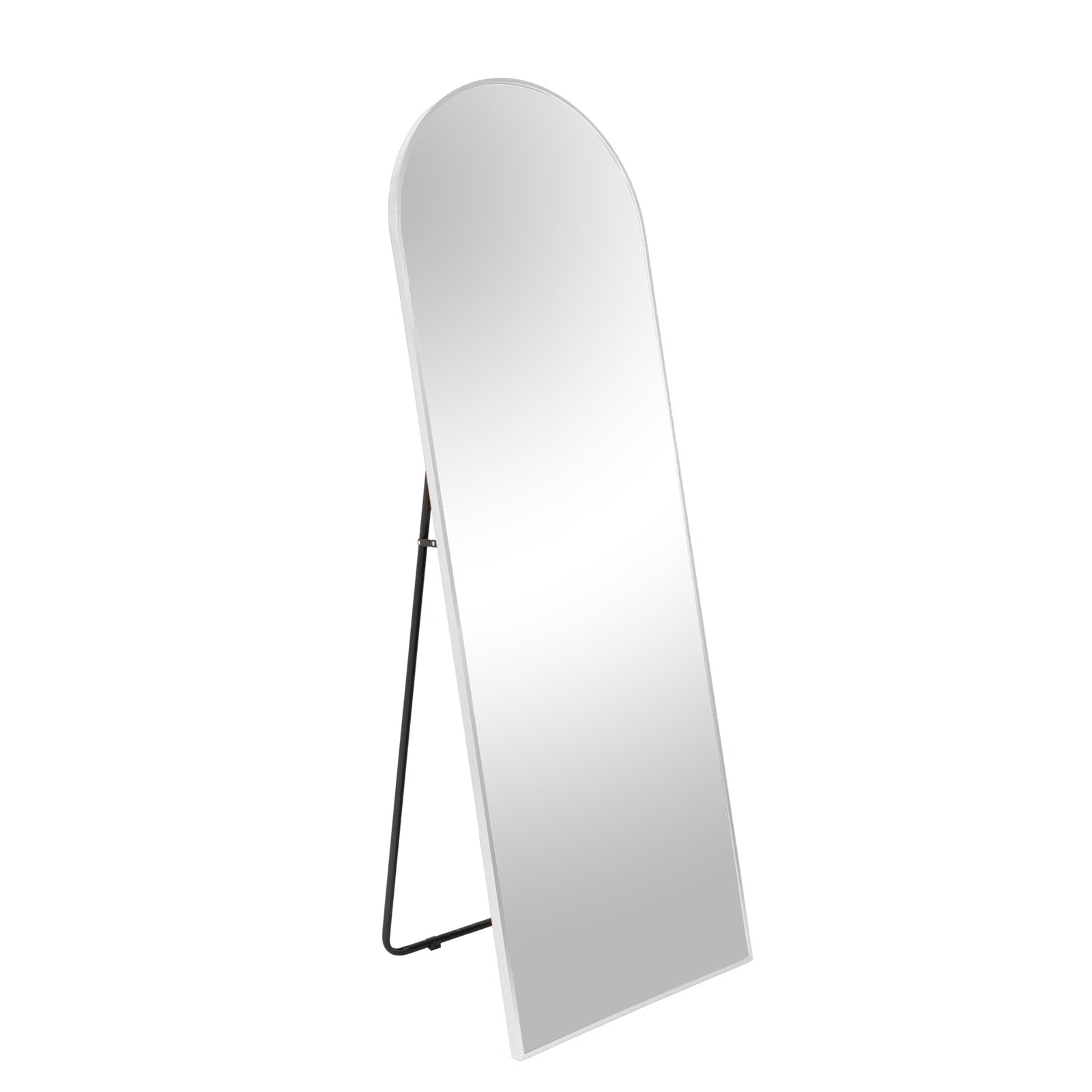 White 65X22 Inch Metal Arch Stand Full Length Mirror White Classic Mdf Glass Aluminium Alloy