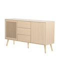 Modern Cabinet With 2 Doors And 3 Drawers, Suitable For Living Rooms, Studies, And Entrances. Natural Mdf