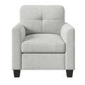 Mid Century Modern Accent Chair Cozy Armchair Button Tufted Back And Wood Legs For Living Room, Office Room, Beige Beige Primary Living Space Polyester