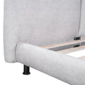 Queen Size Upholstered Platform Bed With Two Large Headrests And Thick Fabric, Polyester, Beige Beige Polyester