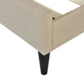 Full Size Upholstered Platform Bed With Storage Headboard, Sensor Light And A Set Of Sockets And Usb Ports, Linen Fabric, Beige Beige Linen